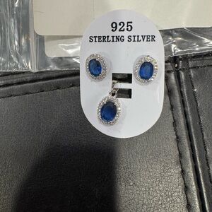 Sterling Silver Blue Gemstone Jewelry Set
